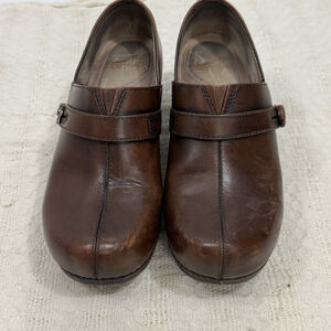 Dansko Tamara Brown Leather Clogs Comfort Shoes Women's Size 38 EUR Work Nurse